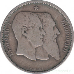 Монета. Бельгия. 1 франк 1880 год. 50 лет независимости.