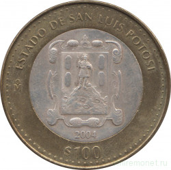 Монета. Мексика. 100 песо 2004 год. Сан Луи Потоси.
