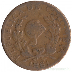 Монета. Колумбия. 5 сентаво 1961 год.