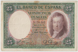 Банкнота. Испания. 25 песет 1931 год. Тип 81.