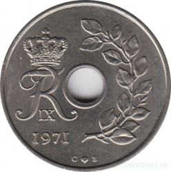 Монета. Дания. 25 эре 1971 год.