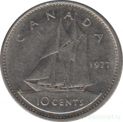 Монета. Канада. 10 центов 1977 год.