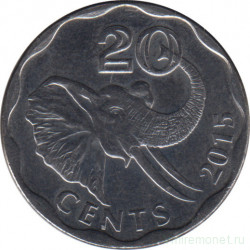 Монета. Свазиленд. 20 центов 2015 год.