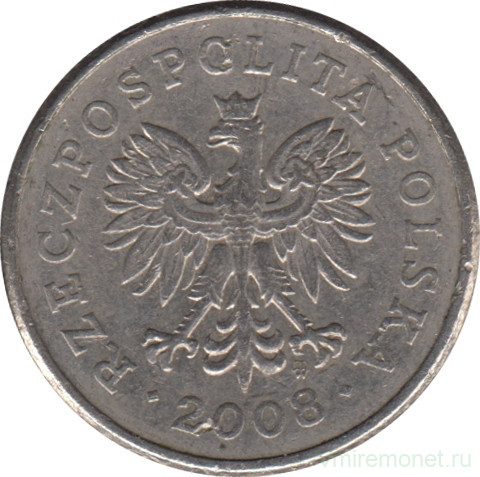 Монета. Польша. 50 грошей 2008 год.