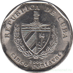 Монета. Куба. 5 сентаво 2000 год (конвертируемый песо).