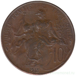 Монета. Франция. 10 сантимов 1913 год. 