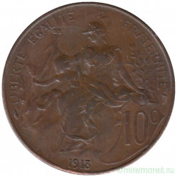 Монета. Франция. 10 сантимов 1913 год. 