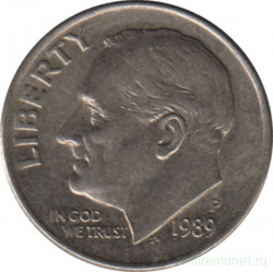 Монета. США. 10 центов 1989 год. Монетный двор P.