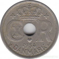 Монета. Дания. 25 эре 1934 год.