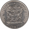 Монета. Южно-Африканская республика (ЮАР). 20 центов 1987 год. ав.