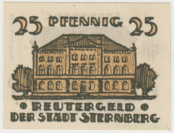 Бона. Нотгельд. Германия. Город Штернберг. 25 пфеннигов 1922 год. Вариант 1268.1.2.