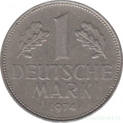 Монета. ФРГ. 1 марка 1974 год. Монетный двор - Гамбург (J).