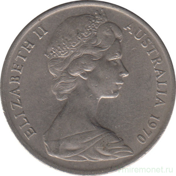 Монета. Австралия. 10 центов 1970 год.