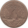 Монета. Французская Полинезия. 100 франков 1999 год. ав.