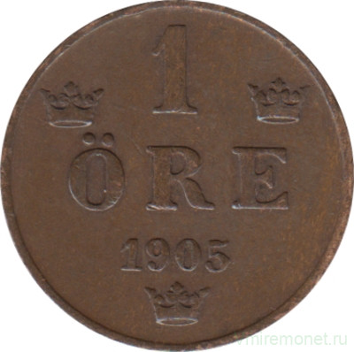 Монета. Швеция. 1 эре 1905 год.