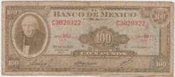 Банкнота. Мексика. 100 песо 1972 год. Тип 61h (2).
