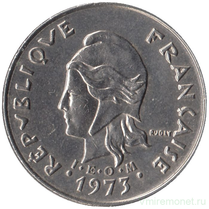 Монета. Новая Каледония. 10 франков 1973 год. 