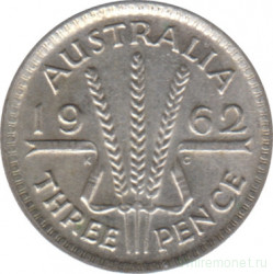 Монета. Австралия. 3 пенса 1962 год.