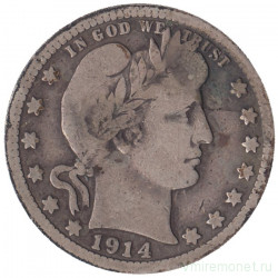 Монета. США. 25 центов 1914 год.