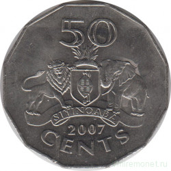 Монета. Свазиленд. 50 центов 2007 год.