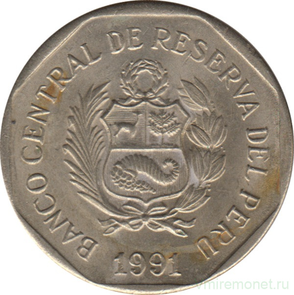 Монета. Перу. 1 соль 1991 год.