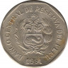 Монета. Перу. 1 соль 1991 год. ав.