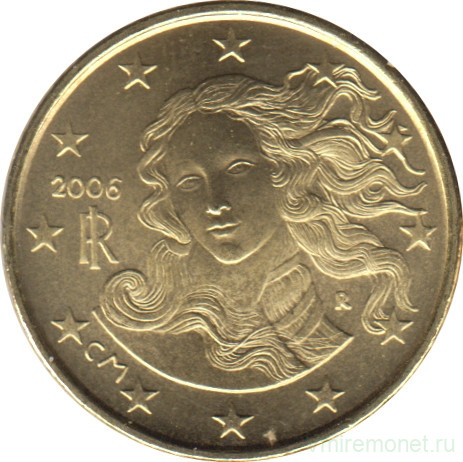 Монета. Италия. 10 центов 2006 год.