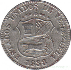 Монета. Венесуэла. 5 сентимо 1938 год.