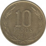 Монета. Чили. 10 песо 2011 год. ав.