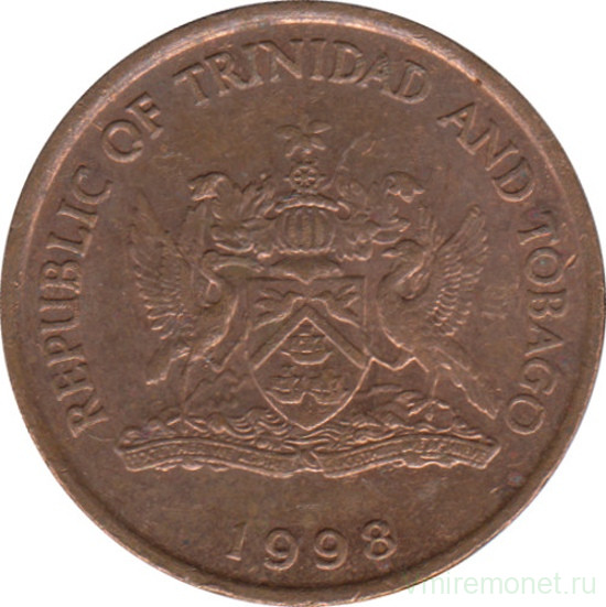 Монета. Тринидад и Тобаго. 5 центов 1998 год.
