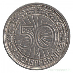 Монета. Германия. Веймарская республика. 50 рейхспфеннигов 1928 год. Монетный двор - Берлин (А).
