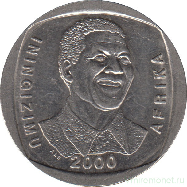 Монета. Южно-Африканская республика (ЮАР). 5 рандов 2000 год. Нельсон Мандела.