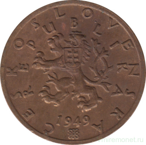Монета. Чехословакия. 50 геллеров 1949 год. 