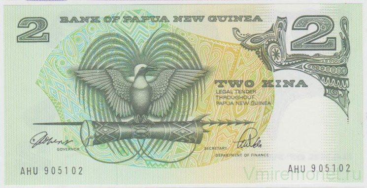 Банкнота. Папуа - Новая Гвинея. 2 кина 1981 год.