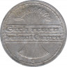 Монета. Германия. Веймарская республика. 50 пфеннигов 1921 год. Монетный двор - Карлсруэ (G). рев.