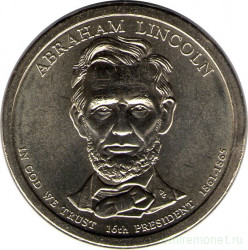 Монета. США. 1 доллар 2010 год. Президент США № 16, Авраам Линкольн. Монетный двор D.