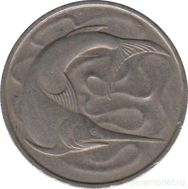 Монета. Сингапур. 20 центов 1975 год.