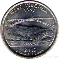 Монета. США. 25 центов 2005 год. Штат № 35 Западная Виргиния. Монетный двор P.