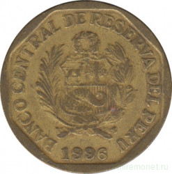 Монета. Перу. 20 сентимо 1996 год.