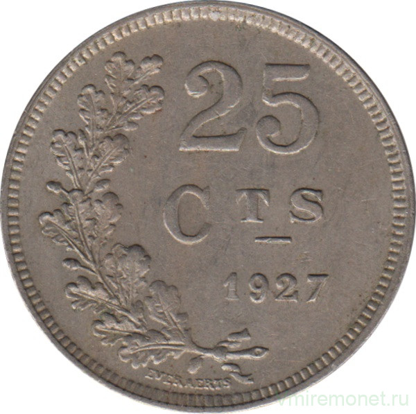Монета. Люксембург. 25 сантимов 1927 год.