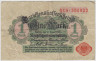 Банкнота. Кредитный билет. Германия. Германская империя (1871-1918). 1 марка 1914 год. С фоновой сеткой. Печать и номер - красные. ав.