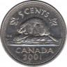 Монета. Канада. 5 центов 2001 год. (без отметки монетного двора). ав.