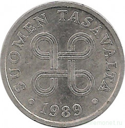 Монета. Финляндия. 5 пенни 1989 год.