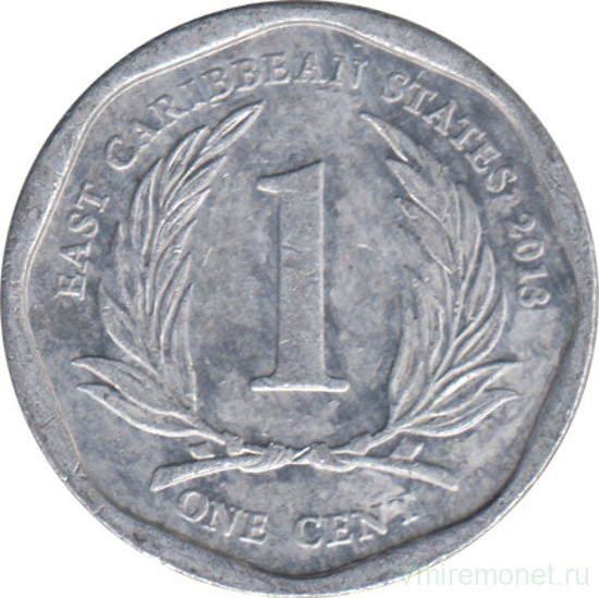 Монета. Восточные Карибские государства. 1 цент 2013 год.