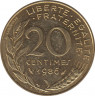  Монета. Франция. 20 сантимов 1986 год. ав.