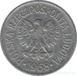 Монета. Польша. 10 грошей 1968 год.