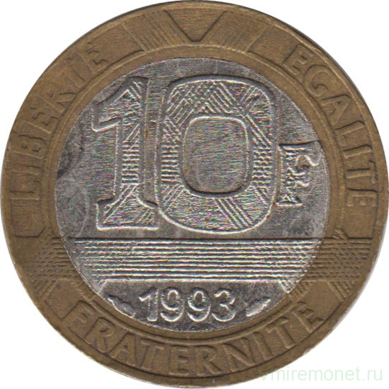 Монета. Франция. 10 франков 1993 год.