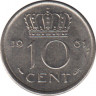 Монета. Нидерланды. 10 центов 1961 год. ав.