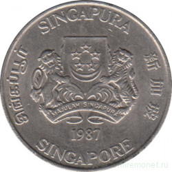 Монета. Сингапур. 20 центов 1987 год.