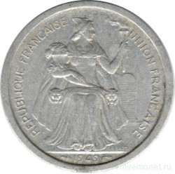 Монета. Французская Океания. 2 франка 1949 год.